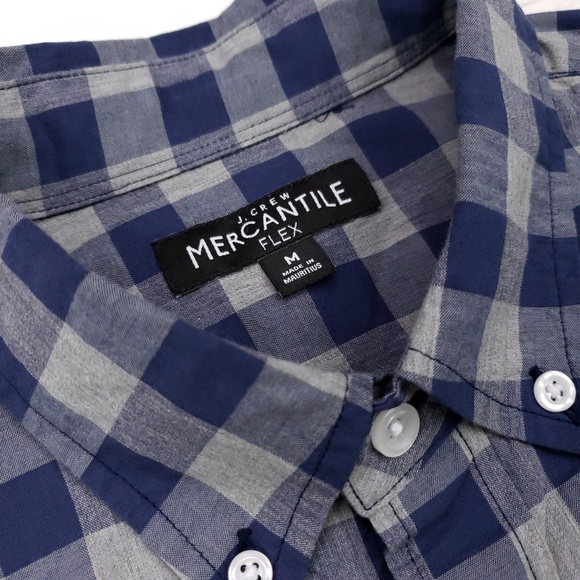 J Crew Mercantile Flex Blue Medium Checked Gray Sh - Picture 8 of 8